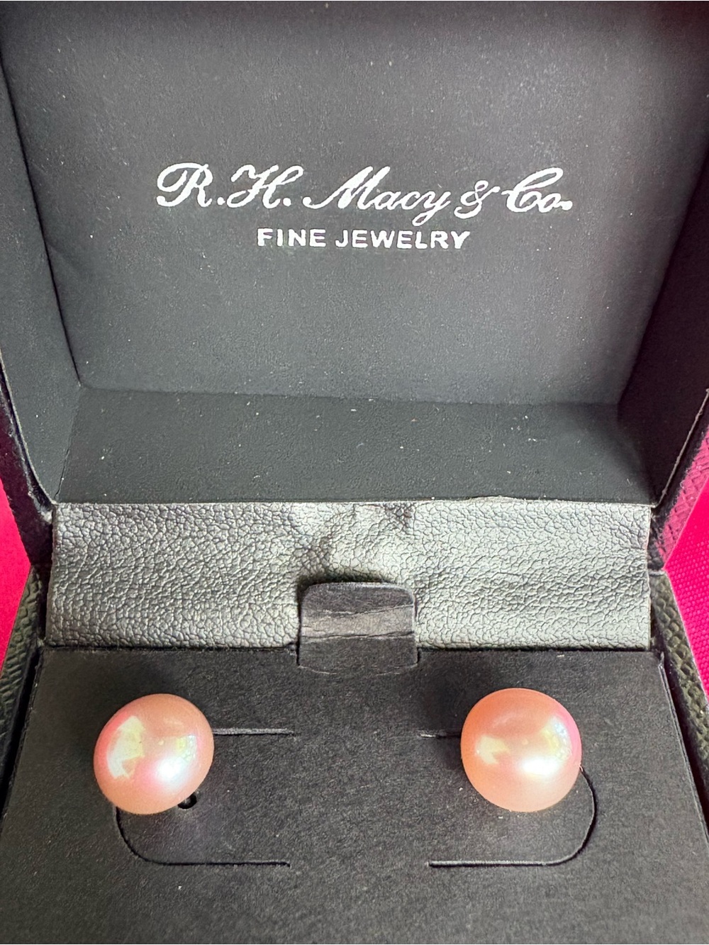 R.H. Macy & Co Classic Pink Cultured Fresh Water Pearl Stud Earrings - Picture 2 of 7